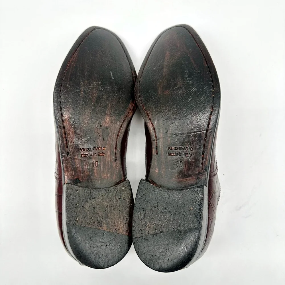 Paul Fredrick Crocodile Embossed Leather Shoes 10 – Burgundy Cordovan &‎ Box